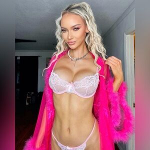 Sugar Thrillz Vibrant Pink Feathered trim Robe